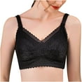 thumbnail image 3 of No Wire Bras for Women Ladies Comfortable Breathable No Underwire Lace Small Bra Woman Underwear V-Neck Lightly Lined Bra Feature Hook and Eye Closure Padded Bra Style Y-598 , Black L, 3 of 8