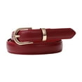 thumbnail image 2 of Eosunjian Women Waist Belt Fitted Solid Color Alloy Buckle Faux Leather Adjustable Lady Waist Strap Garment Accessories Wine Red, 2 of 13