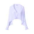 thumbnail image 6 of PBFRDSJ Women's Y2K Open Front Cardigan Textured Lettuce Trim Long Sleeve Loose Streetwear Chiffon Cover Up, 6 of 7