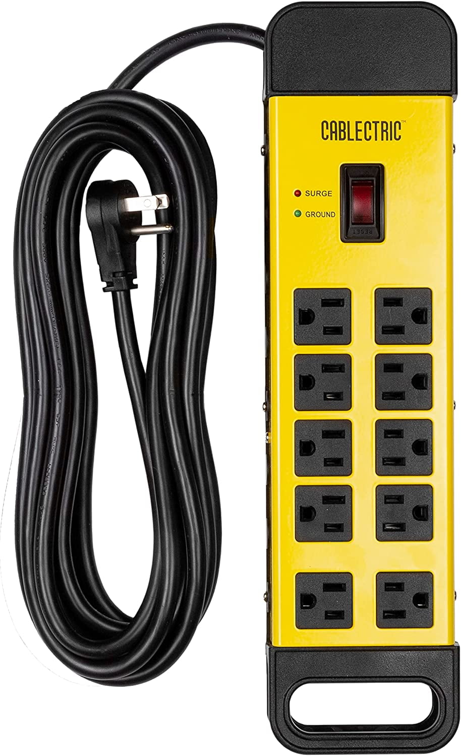 10 Outlet Heavy Duty Surge Protector Power Strip Industrial Black and