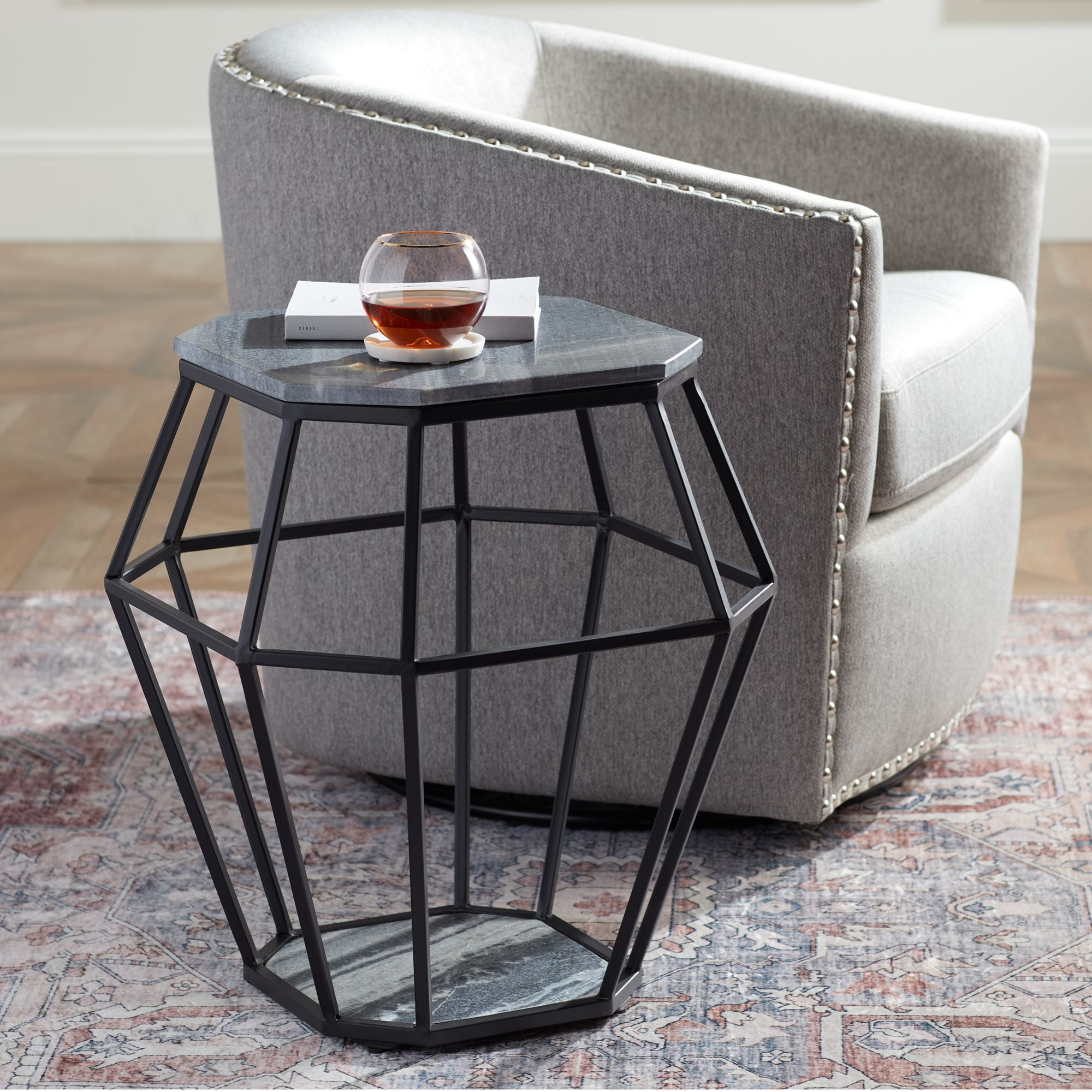 Coast to Coast Accents Modern Sleek Black Octagonal Accent Table 20 1/4