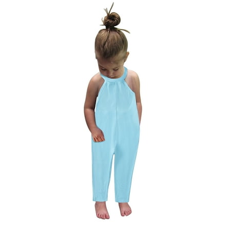 

JDEFEG Kids Set Multi Romper Toddler Girls Sleeveless Romper Solid Ribbed Backless Jumpsuit Baby Leggings 9 12 Months Girls Pajama Sets Cotton Blend Sky Blue 100