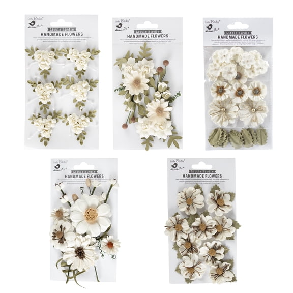 Little Birdie White Paper Flowers Assortment, 78ct – Diy Craft Embellishments & Scrapbook Florals