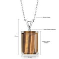 thumbnail image 3 of Gem Stone King 925 Silver Brown Tiger Eye and White Moissanite Pendant Necklace for Women (6.52 Cttw, Gemstone Birthstone, Emerald Cut 14X10MM, with 18 inch Silver Chain), 3 of 4
