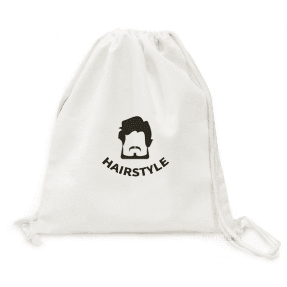 Square-haired Beard Hair Art Deco Fashion Backpack Canvas Drawstring Reusable Mesh Shopping Bag