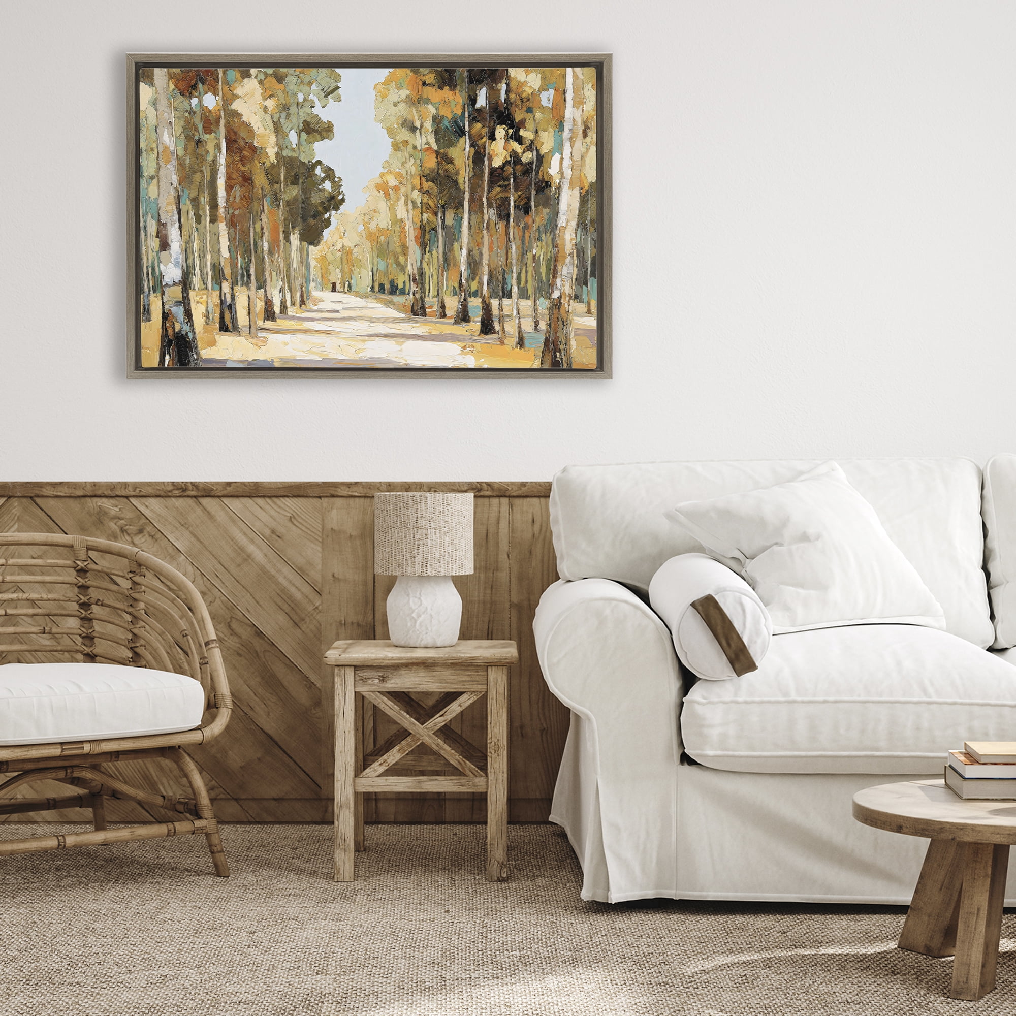 Stupell Industries Modern Impressionist Fall Forest Brown Framed Floater Canvas Wall Art, design by Gina Kelly