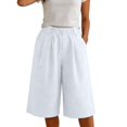 thumbnail image 3 of Staki Womens Shorts Casual Cotton Linen Shorts Elastic Drawstring Summer Beach Vacation Shorts Pockets(White,XL), 3 of 7