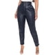 thumbnail image 1 of Pantalones de cuero de imitación para mujer Pantalones pitillo delgados de cintura alta Irfora Azul oscuro/Grande, 1 of 7