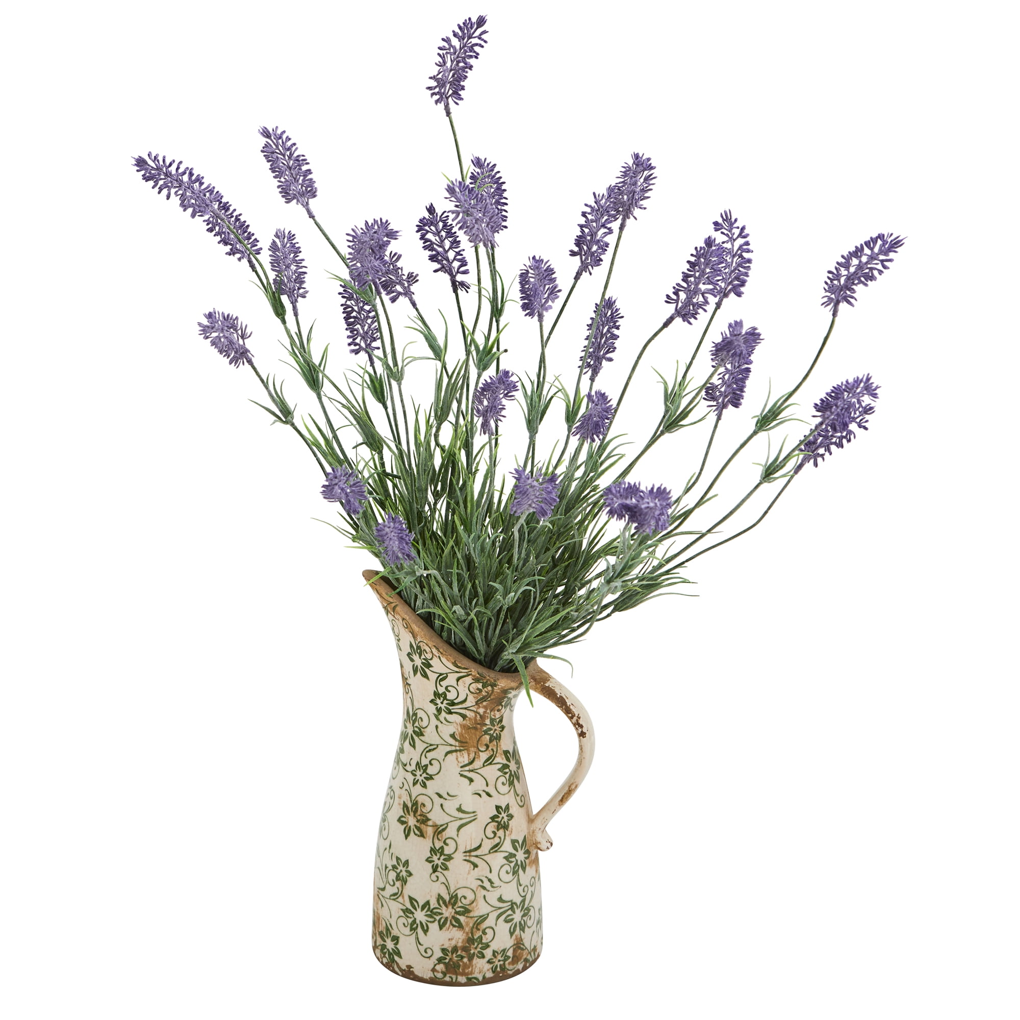 Nearly Natural 21 inch Lavender Artificial Plant in Floral Pitcher