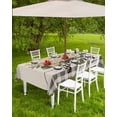 thumbnail image 4 of Outdoor Tablecloth with Umbrella Hole and Zipper Hello Spring Flower White Rose Vintage Black White Buffalo Plaid Waterproof Patio Table Cover Rectangle Table Cloth for Picnic Party BBQS, 54x80, 4 of 7