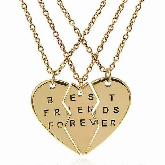 3pcs Personalized Best Friends Forever BFF Necklace Stainless Steel Engraved Puzzle Heart Friendship Pendant