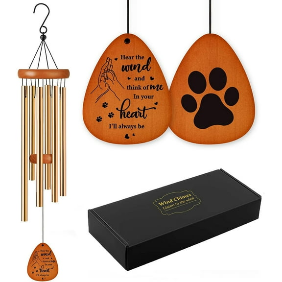 Dalrosia Pet Memorial Wind Chime - Sympathy Gift for Loss of Dog, Loss of Pet, Pet Loss Bereavement Gifts in Memory of Dog Cat