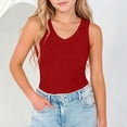 thumbnail image 6 of Tdoqot Girls Ribbed Tank Tops- Casual V Neck Summer Slim Fit Kids Sleeveless Shirts Red Size 12, 6 of 7