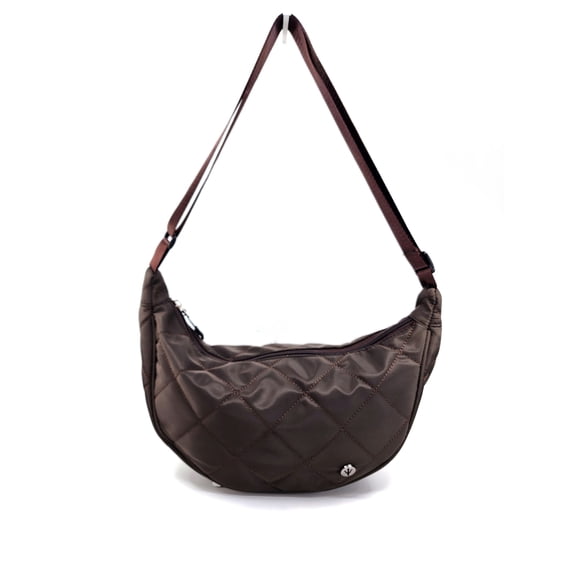 Unisex Nylon Semi Circle Crossbody Bag