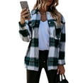thumbnail image 4 of Bowanadacles Women Casual Wool Blend Plaid Jacket Button Down Shacket Coat Oversize Shirt, 4 of 4