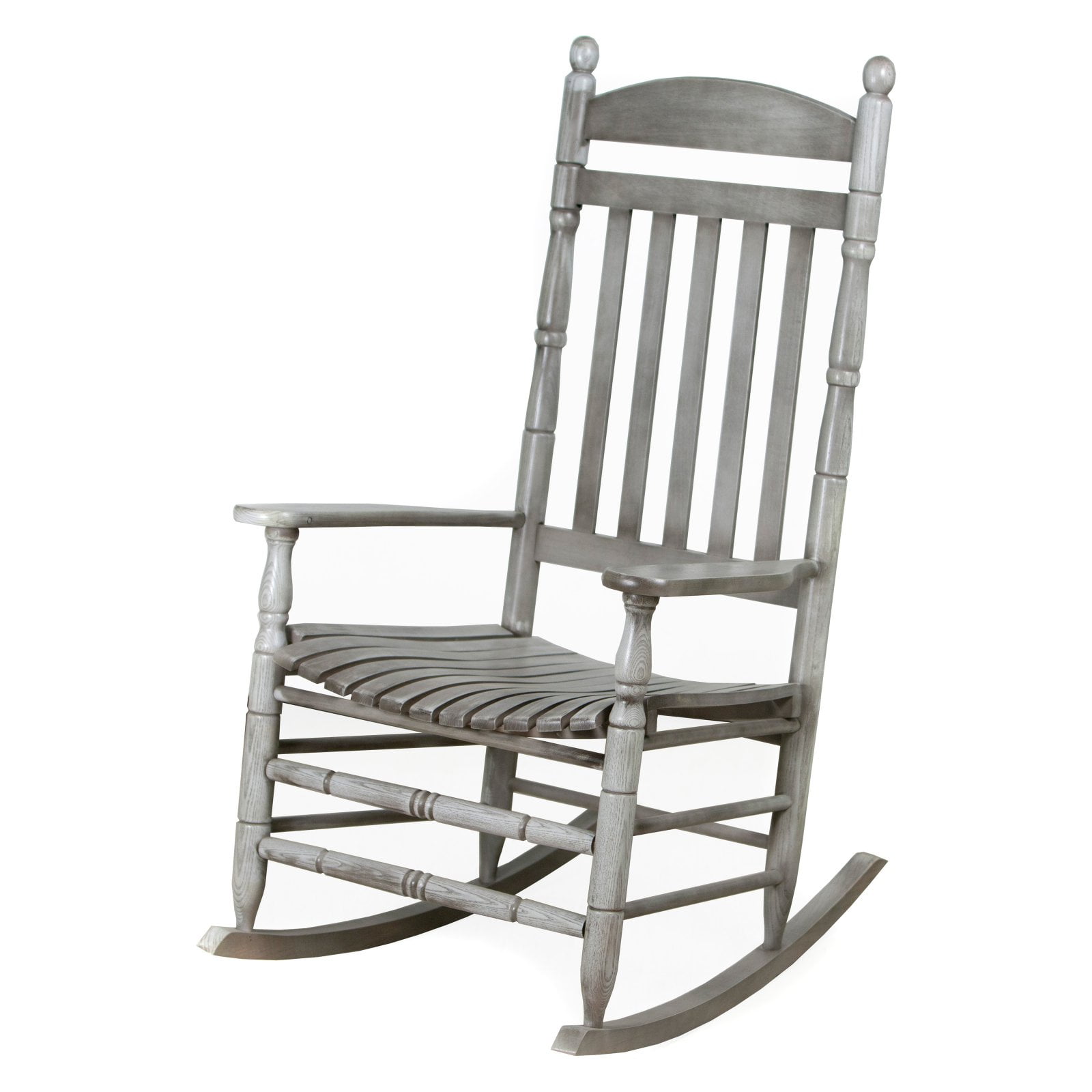 Hinkle Riverside Round Post Slat Back Wood Patio Rocking Chair