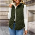 thumbnail image 6 of Sherpa Fleece Lined Jacket Vest for Women Winter Casual Warm Cropped Coat Sleeveless Full Zip Quilted Outerwear (2XL, Army Green), 6 of 7