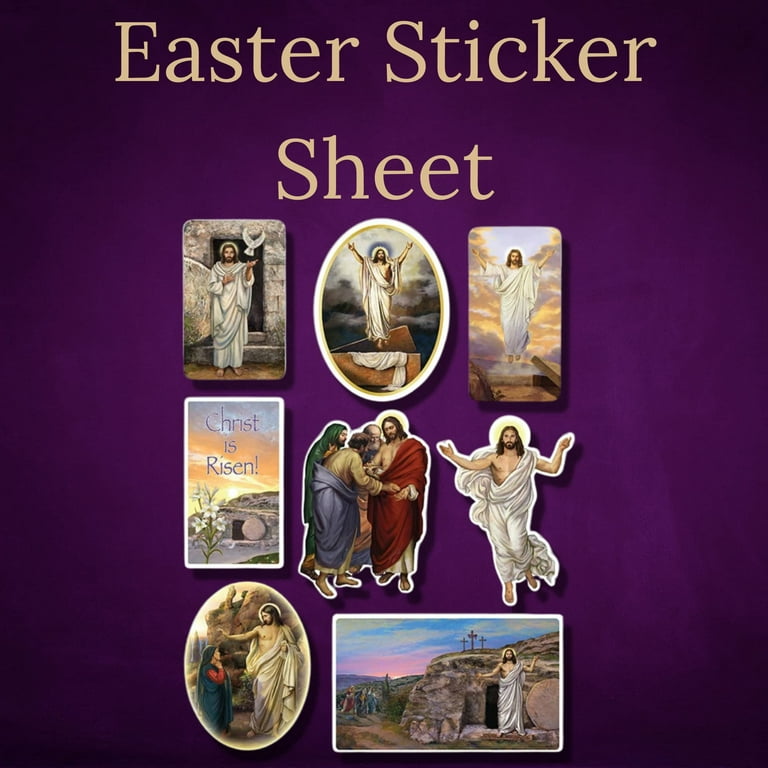 Assorted Catholic Decal Sticker Sheet Pack, He Is Risen Easter