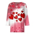 thumbnail image 4 of Fgvctg Valentine's Day Spring Shirts for Women Casual 3/4 Length Sleeve Crewneck Shirt Comfortable Date Night Pullover Tops Loose Sweet Love Heart Graphic Half Sleeve Blouses Light pink XL, 4 of 5
