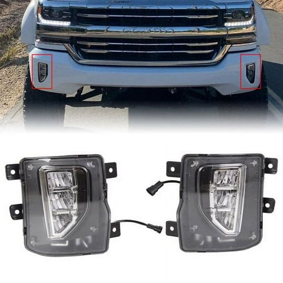 Kojem Clear Fog Lights Compatible with 2016-2019 Chevy Silverado 1500 Bumper Fog Lamps Bright Replacement For GM2592315 84000614 Driving Bumper Brilliant Set Kit Pair