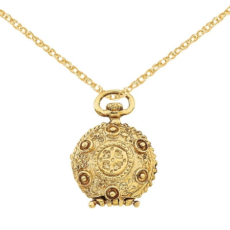 Primal Gold 14 Karat Yellow Gold Fancy Domed Locket on 18-inch Cable Chain