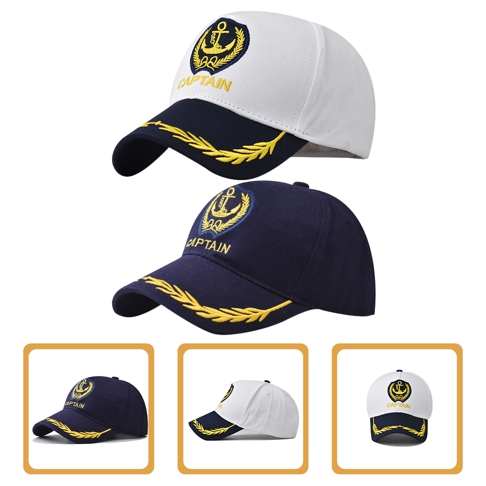 Shisuyan 2pcs Navy Captain Hat Baseball Cap Sleek Sun Shade Hat
