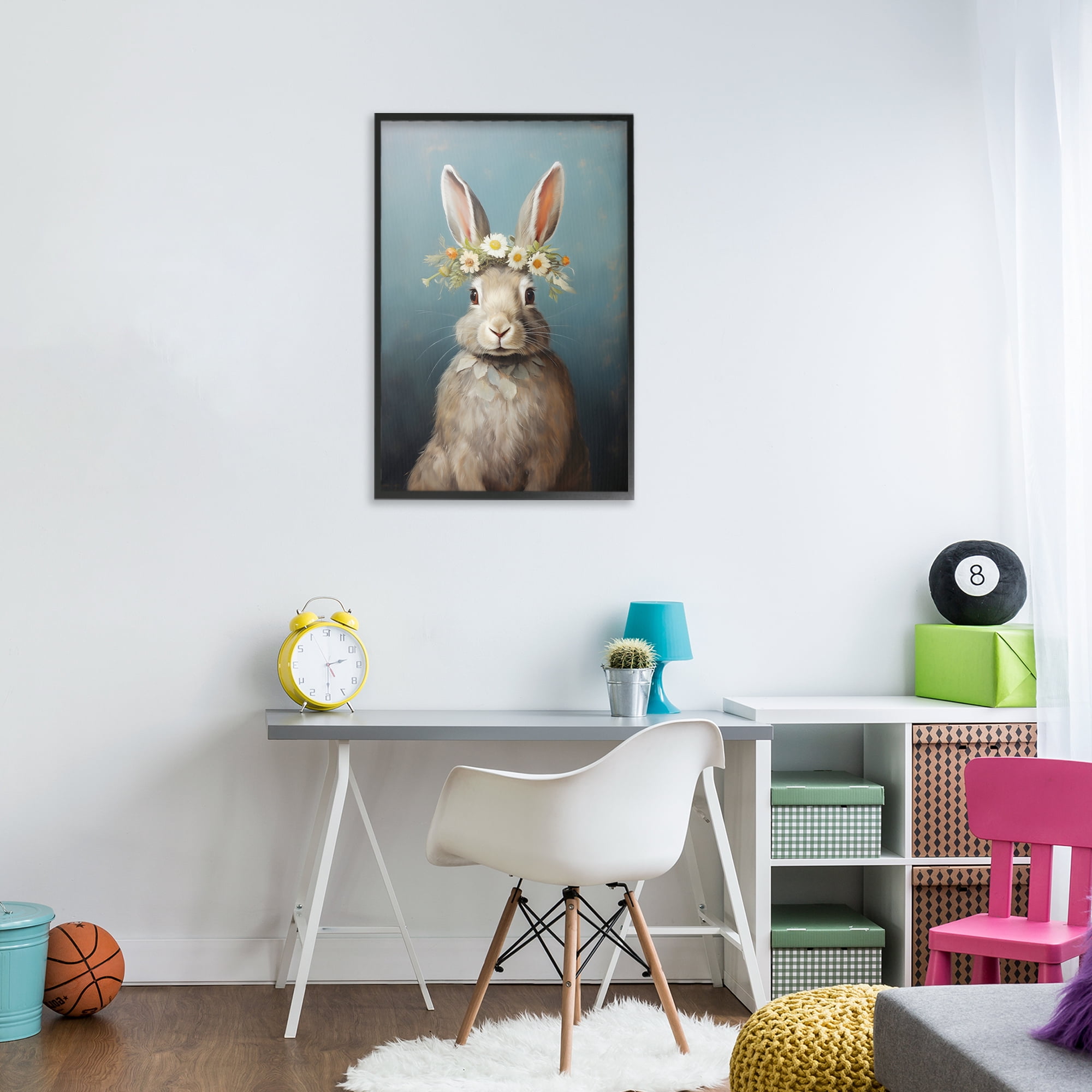 Stupell Industries Daisy Crowned Bunny Portrait Black Framed Giclee Art, design by Heidi Kuntz