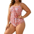 thumbnail image 2 of MecTo Women's Plus Size 2 Piece Tankini Set High Waist Tummy Control Full Coverage Floral Bathing Suit, 2 of 7