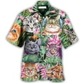 thumbnail image 2 of Camisetas con estampado 3D de gatos coloridos para hombre, camisetas casuales de manga corta con botones para vacaciones en la playa, camisetas de talla grande para hombre, 2 of 5