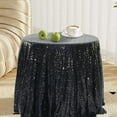 thumbnail image 2 of Beautynvta Sequin Tablecloth, 47.24''x47.24'' Round Sequin Tablecloth, Glitter Table Cover for Wedding Party Birthday Decoration, Black, 2 of 6