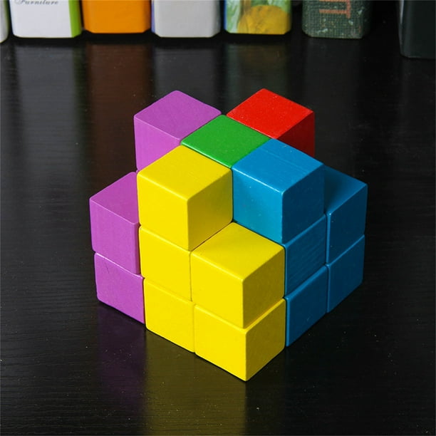 Xihbxyly Bloques Cuadrados, Material Didáctico de Matemáticas para Niños, Rompecabezas Tridimensional, Bloques de Construcción, Juguetes