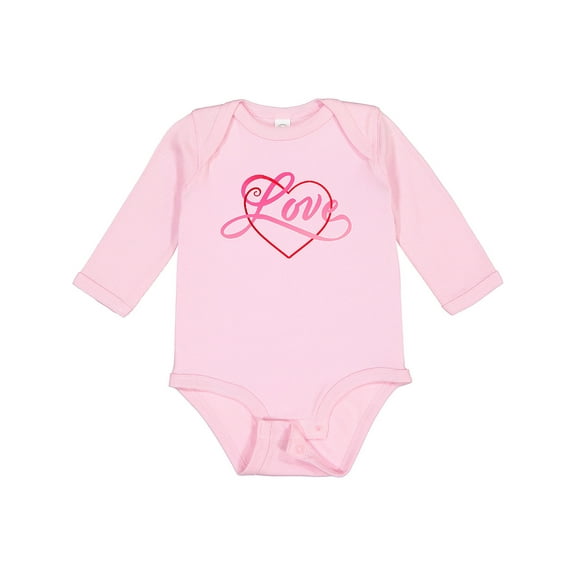 Inktastic Love in Red and Pink with Heart Boys or Girls Long Sleeve Baby Bodysuit