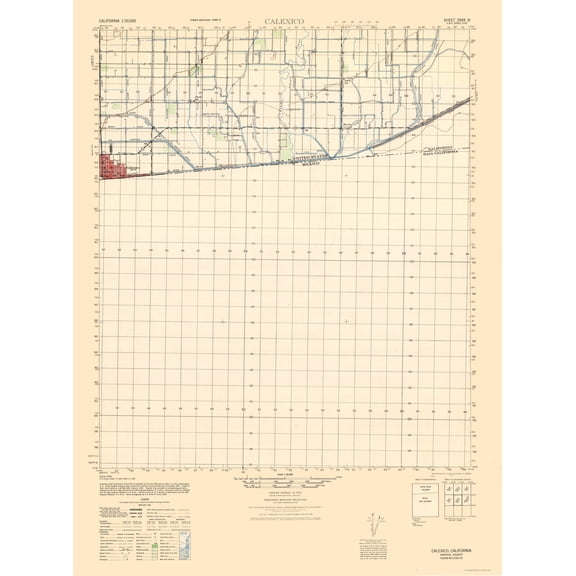 Topographical Map - Calexico Sheet - US Army 1944 - Vintage Wall Art