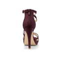 thumbnail image 3 of BLISSFUL STEP Women's Shoes Strappy Stiletto Heels Platform Ankle Strap Open Toe Faux Suede Sandals Burgundy 7.5, 3 of 8