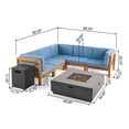 thumbnail image 3 of Noble House Culatra 5 Seater Sectional Sofa Set & Fire Pit Teak Blue/Dark Gray, 3 of 9