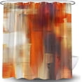 thumbnail image 4 of Burnt Orange Grunge Shower Curtain - Abstract Art with Brushstrokes Oil Painting, Modern Fabric, Includes Hook, Adds a Bold and Artistic Accent to Any Bathroom Decor, 4 of 5