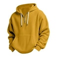 thumbnail image 5 of LNZGNM 1/4 Zip Pullover Men Waffle Solid Big and Tall Sweatshirts 1/4 Zipper Long Sleeve Drawstring Shirts with Pockets Athletic Outdoor Pullover,Yellow M, 5 of 7