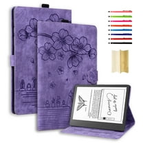 TECH CIRCLE Case for Kindle Scribe 10.2 Inch Tablet 2022 Released,Colorful Embossing Premium PU Leather Slim Stand Card Slot Wallet Protective Case for Kindle Scribe 10.2” with Pen Holder, Purple