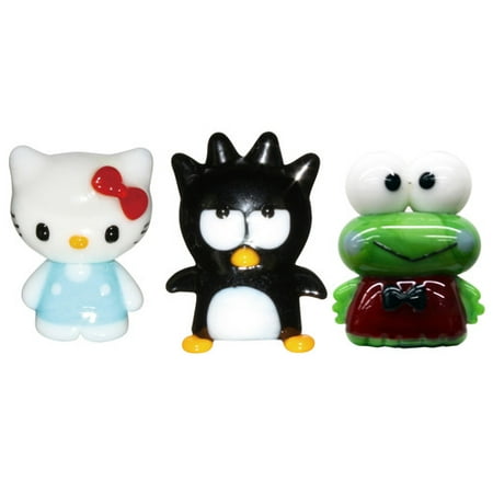 Hello Kitty Glass World Miniature Glass Figurines, 3-Pack, Hello Kitty 2/Badtz-Maru/ Keroppi
