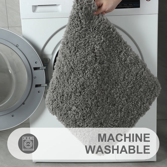 Softlife Machine Washable Microfiber Bathroom Mat Non Slip Bath Mat for Bathroom Soft Absorbent Shaggy Bath Rugs,20"x32",Gray