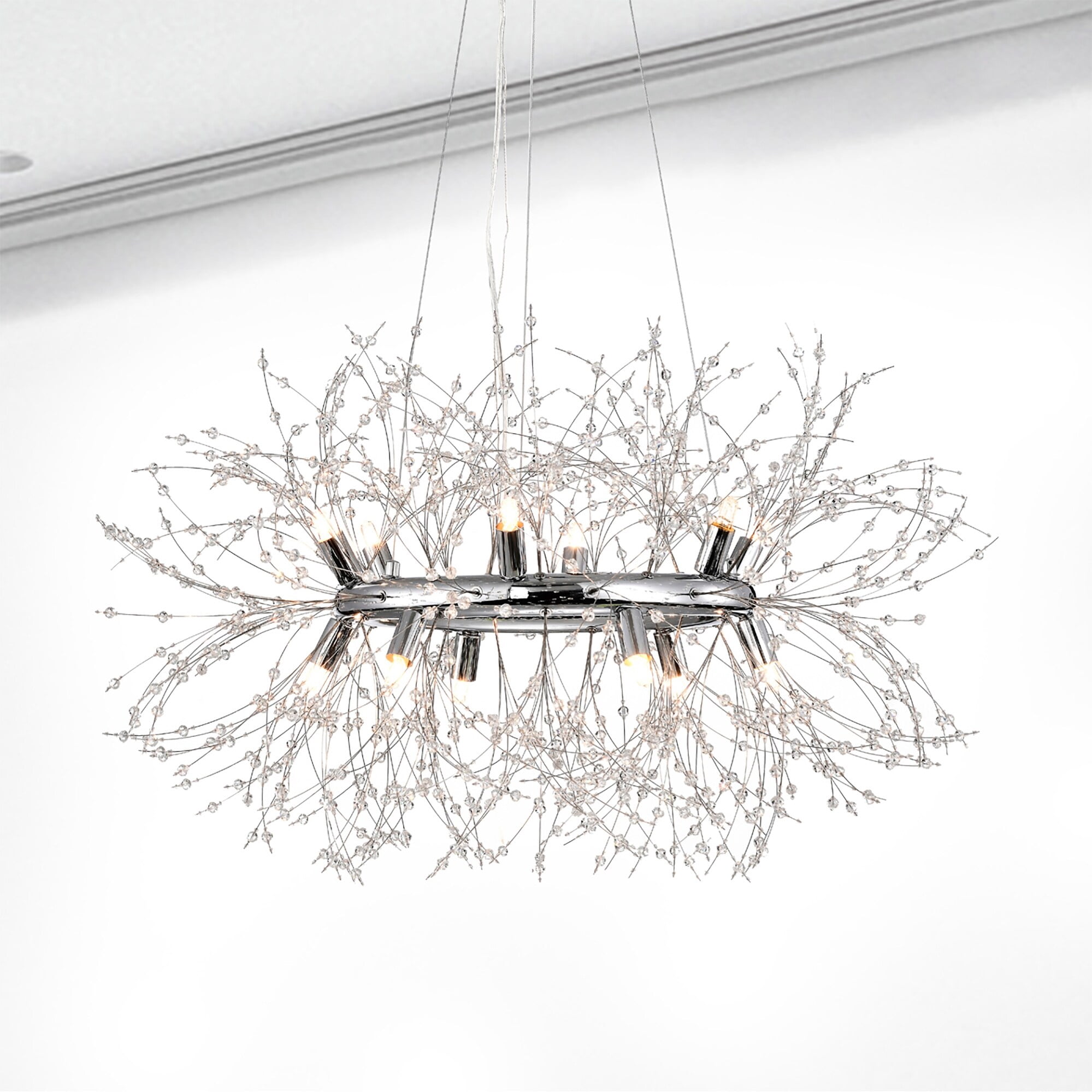 Xhosa 30 in. 12-Light Indoor Chrome Finish Chandelier with Light Kit