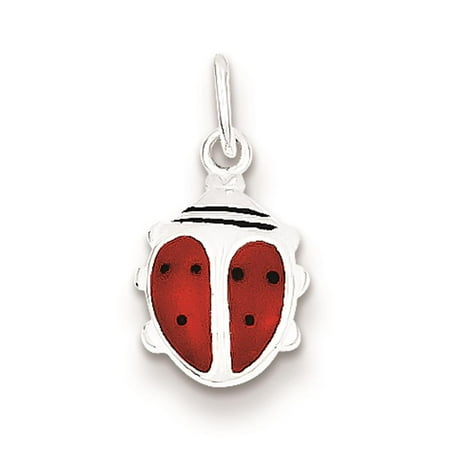 925 Sterling Silver Enameled Lady Bug Solid Open back Charm Pendant