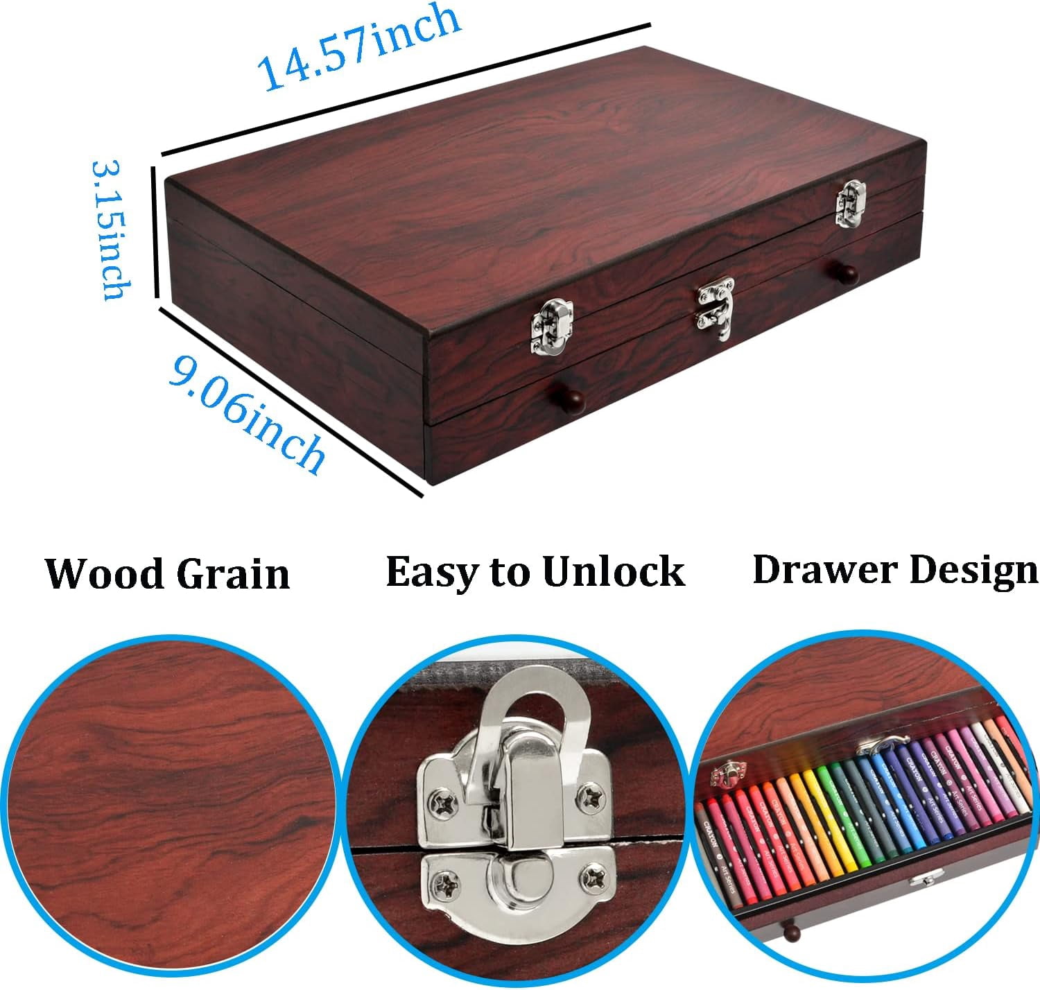 Wooden Box Art Coloring Set,143 Pieces Art Drawing Supplies,Art Painting Coloring Kit,Art Supplies,Portable Art & Crafts Supplies for Kids,Adult,Teens,Christmas New Year Gift for Kids Teens