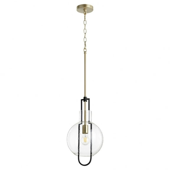 89-10-6980-Quorum Lighting-9.5 Inch 1 Light Pendant-Noir/Aged Brass Finish    -Traditional Installation