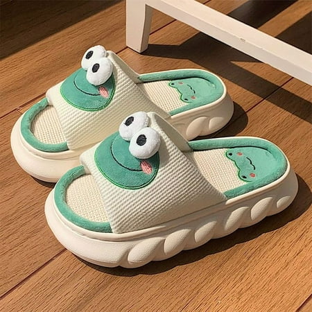 

Linen Slippers Husky Upper Women Summer Thick Bottom Indoor Couple Home Non-slip Spring Autumn Cotton Linen Sandals Slippers