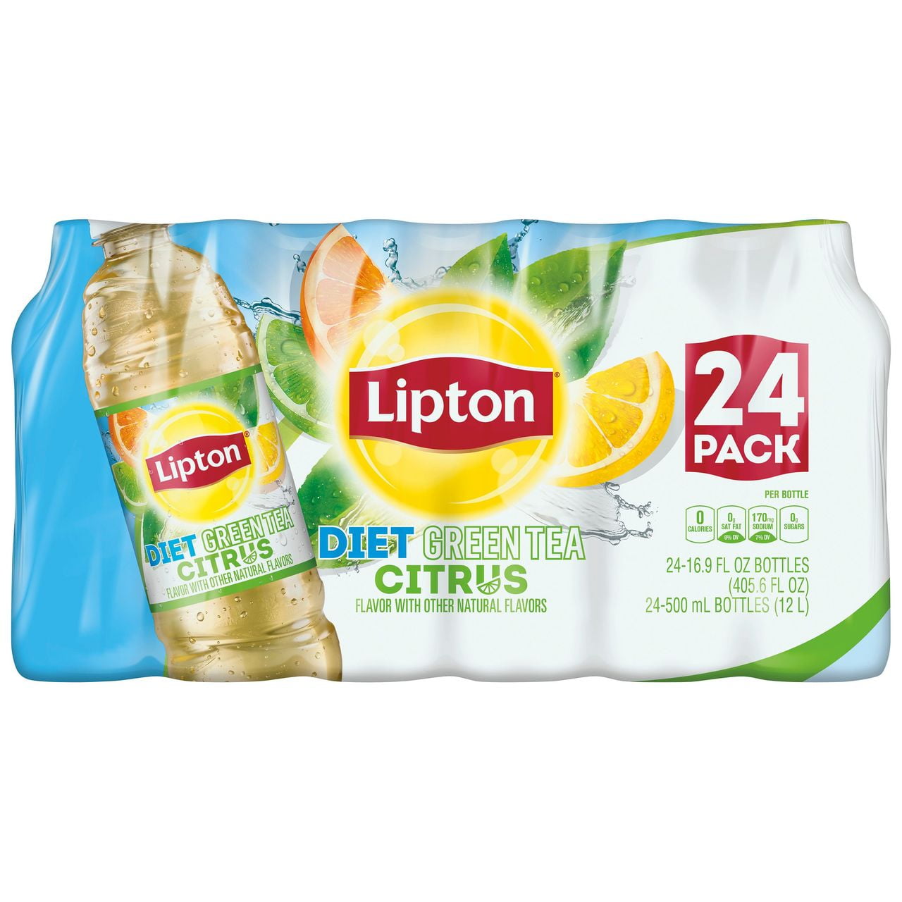 Lipton Diet Green Tea with Citrus, 0g Protein, 24 Pk. 16.9 oz