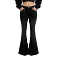 thumbnail image 2 of Women's High Waist Flare Jeans, Slim Fit Bootcut Denim Pants, Retro Washed Jeans for Women, Y2K Inspired Casual Jeans, Everyday Wear and 70s Style Outfits-Dark Gray, 2 of 9