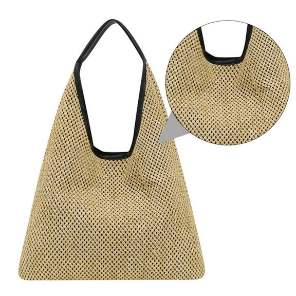 ELAYARD Stylish Khaki Tote Bag, 1Pc Straw Shoulder Bag Perfect for and Casual Use