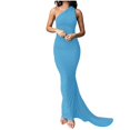 thumbnail image 1 of JHLZHS Robes Formelles pour Femmes Été Élégantes Dos Nu Froncée Ajustée Robe Sans Manches Unie pour Femmes Blouses pour Femmes Robe Décontractée Habillée Invité de Mariage pour Femmes, 1 of 7