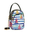 thumbnail image 7 of FORMRS Crossbody Bag for Women Quilted Travel Shoulder Cell Phone Purse with Chain Strap Handbag, Blue Hand Drawn Sailboats, 7 of 7